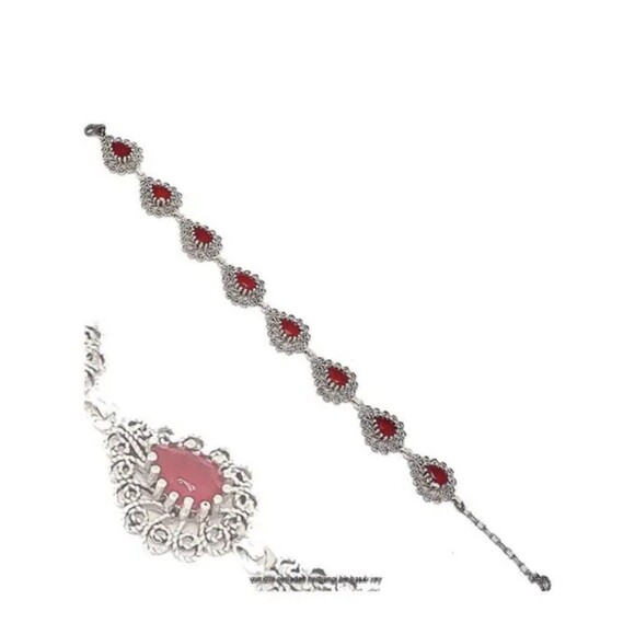 925 Sterling Silver Turkish Filigree Wedding Jewelry Set for Women, HandmadeGift - Picture 6 of 9